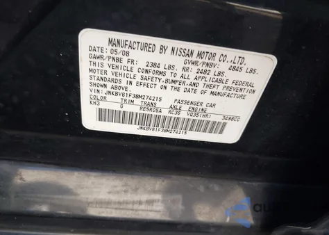 2008 Infiniti G35X from USA, damaged, VIN JNKBV61F38M274215
